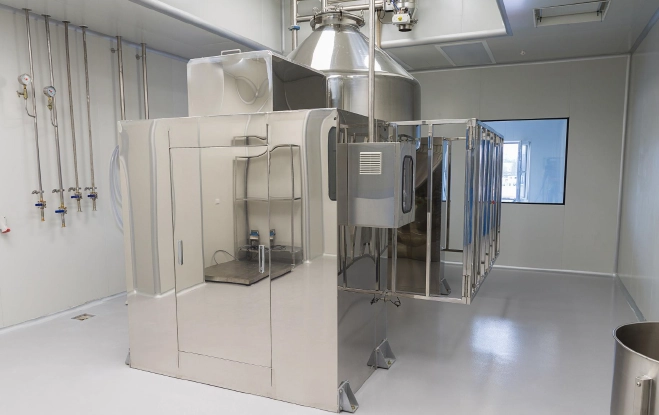 Commercial refrigeration equipment installed in a clean industrial facility, showcasing professional installation and system layout for large-scale cooling operations
